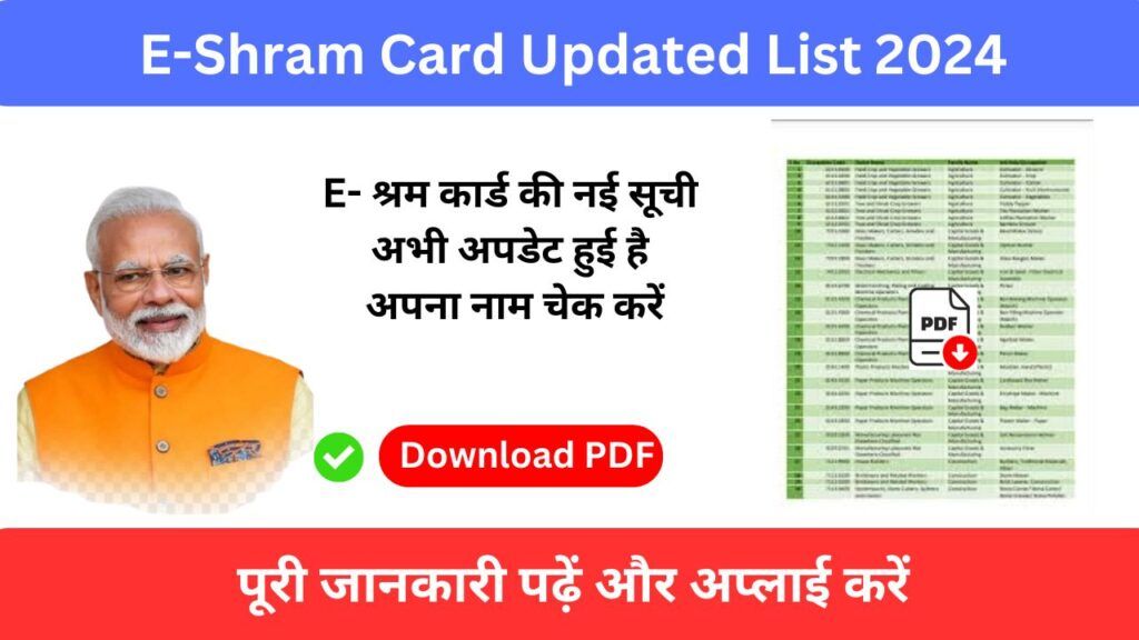 E-Shram Card Updated List 2024